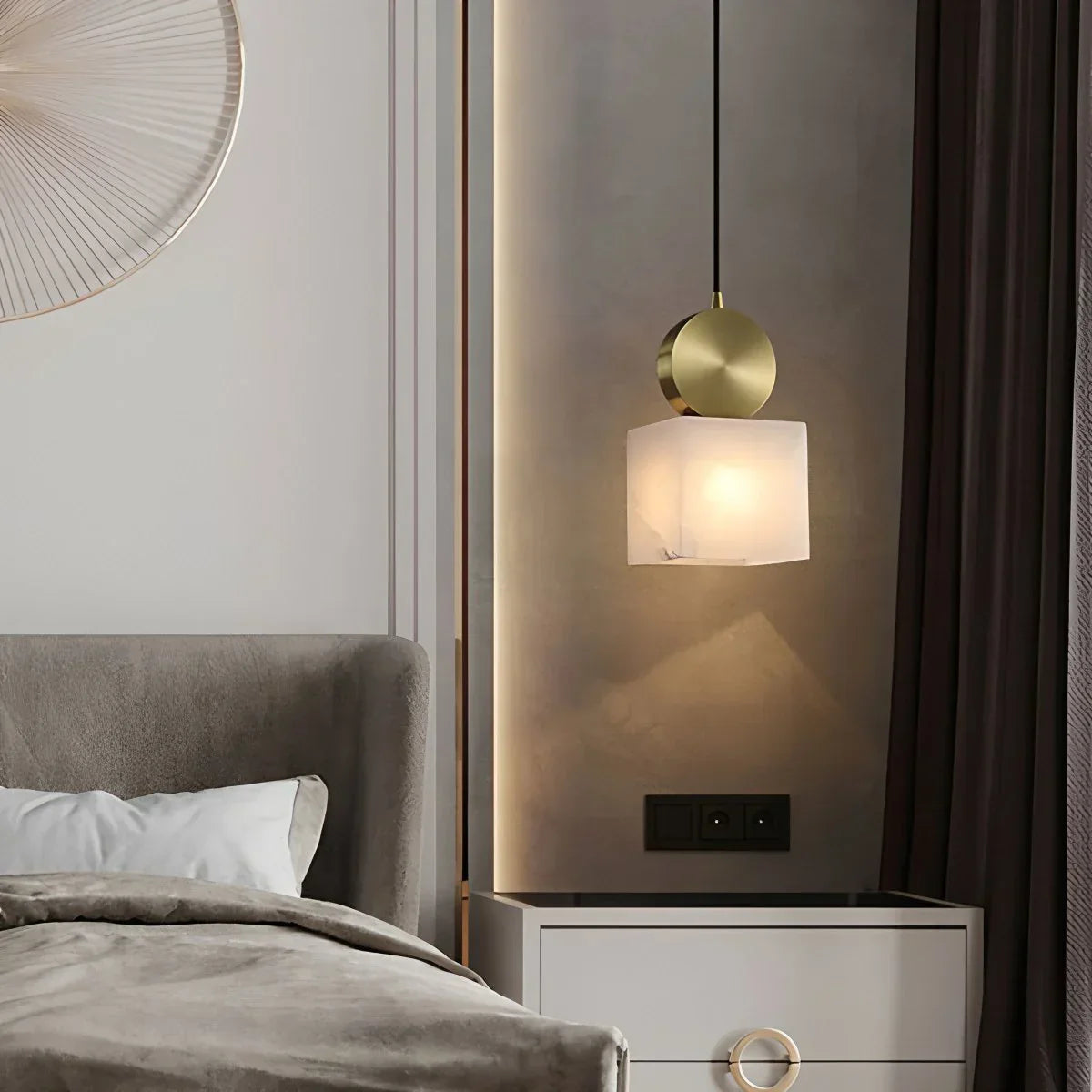 All Copper Geometric Spanish Alabaster Pendant Light | Lersk