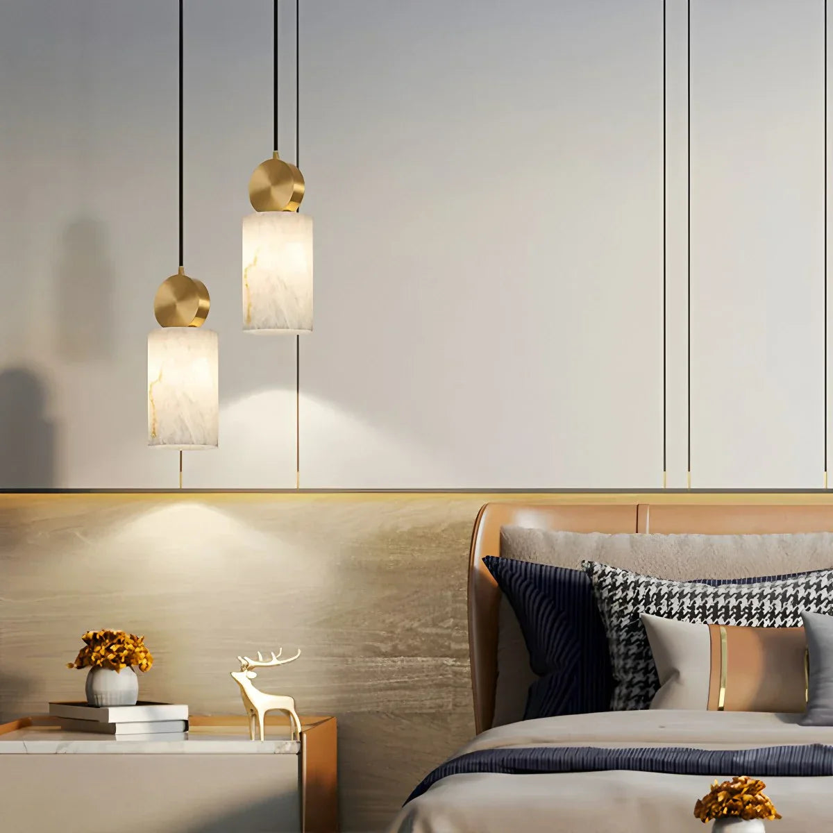 All Copper Geometric Spanish Alabaster Pendant Light | Lersk