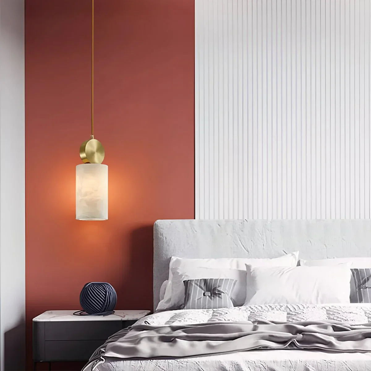 All Copper Geometric Spanish Alabaster Pendant Light | Lersk