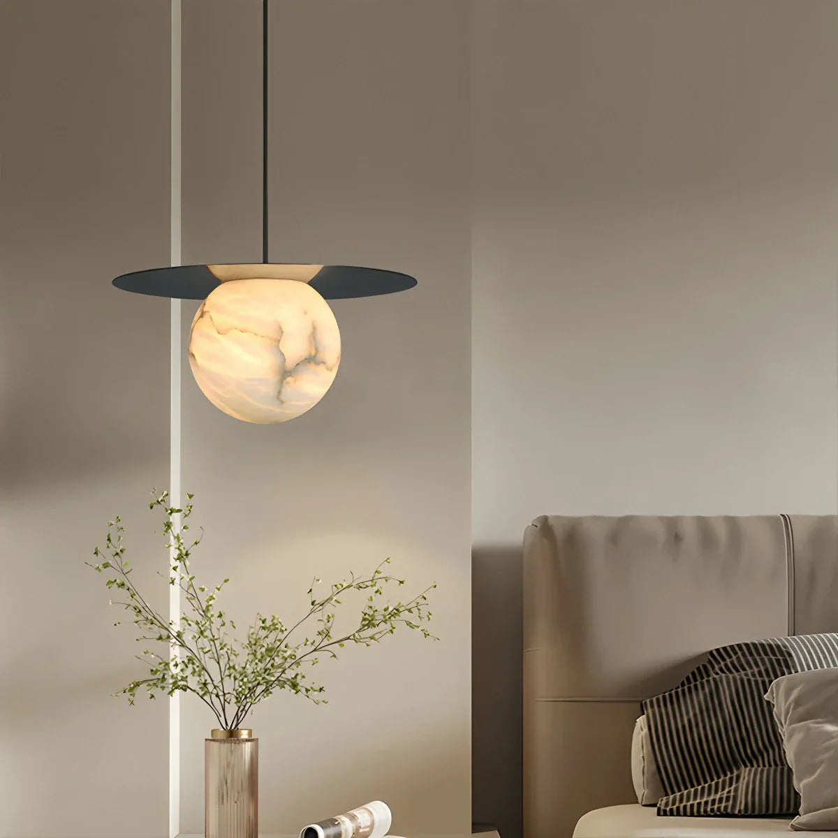 Luxury Spherical Natural Spanish Alabaster Pendant Light | Lersk