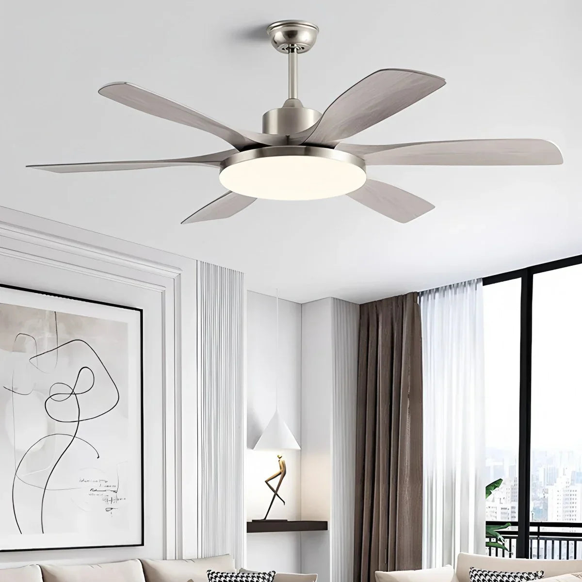 Ventilador de techo de 6 aspas para sala de estar con luz | Lersk