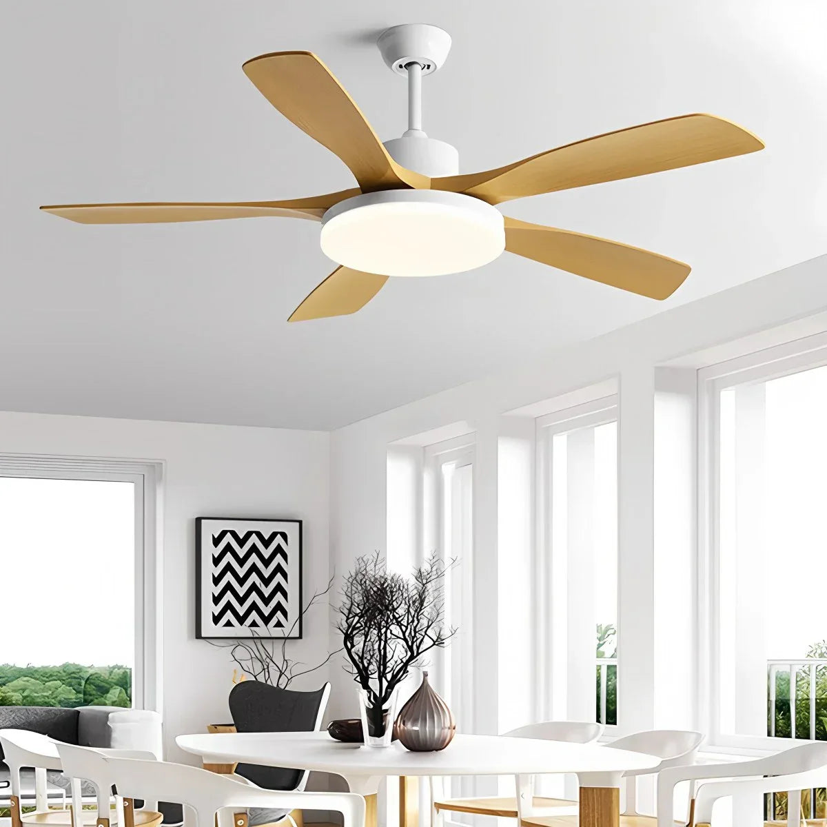 Ventilador de techo de 6 aspas para sala de estar con luz | Lersk