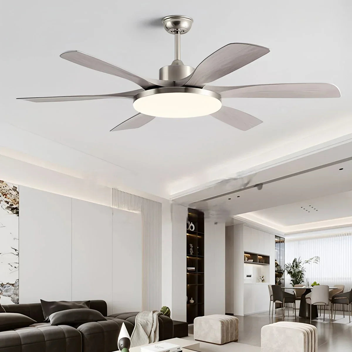 Ventilador de techo de 6 aspas para sala de estar con luz | Lersk