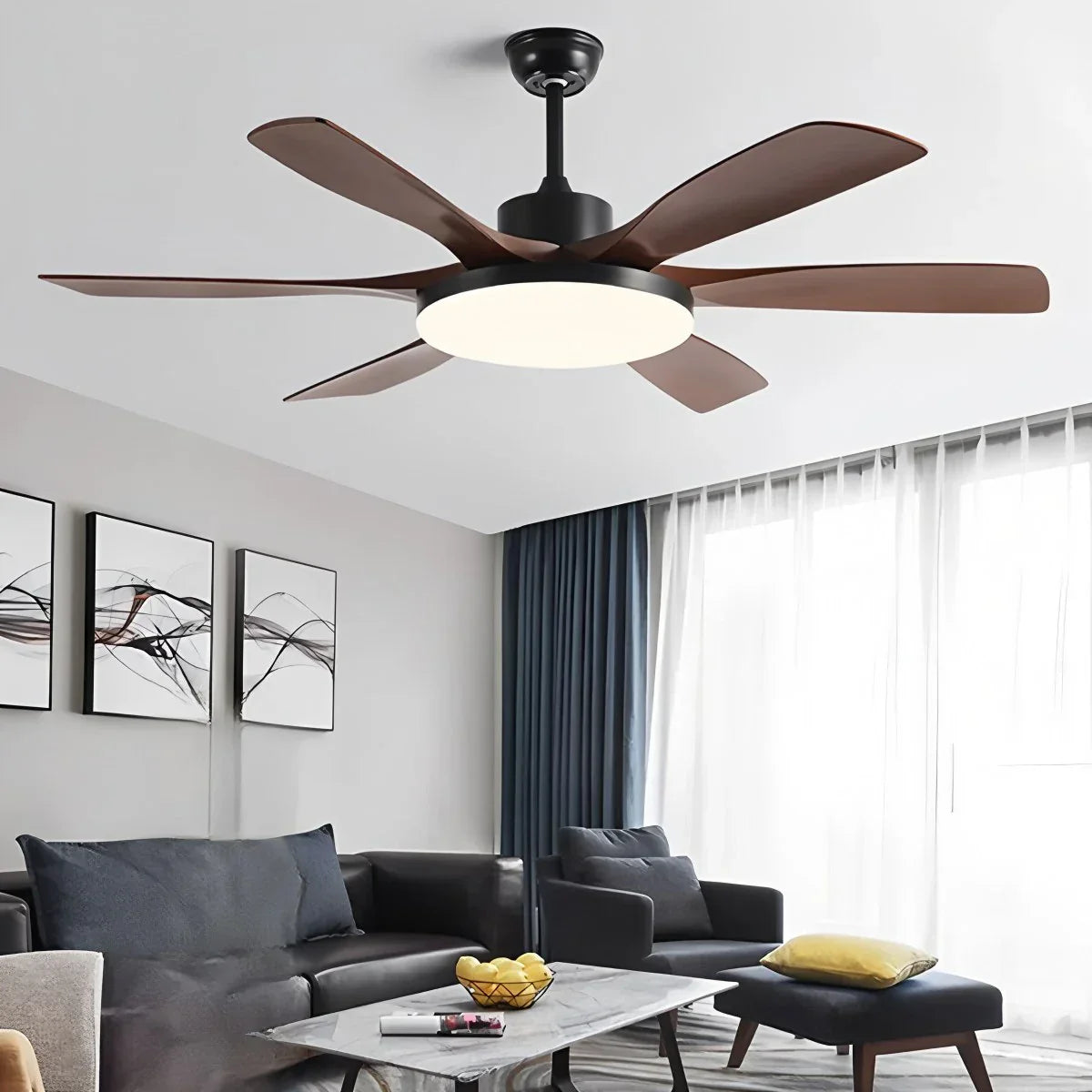 Ventilador de techo de 6 aspas para sala de estar con luz | Lersk