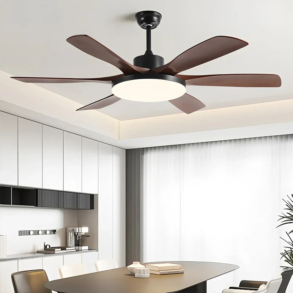 Ventilador de techo de 6 aspas para sala de estar con luz | Lersk