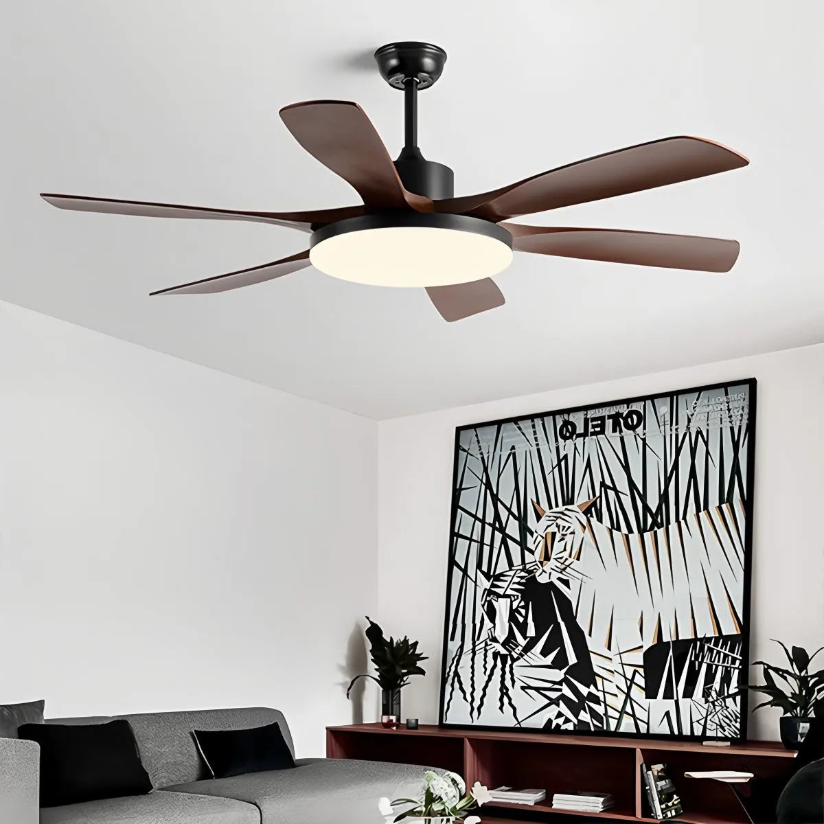 Ventilador de techo de 6 aspas para sala de estar con luz | Lersk