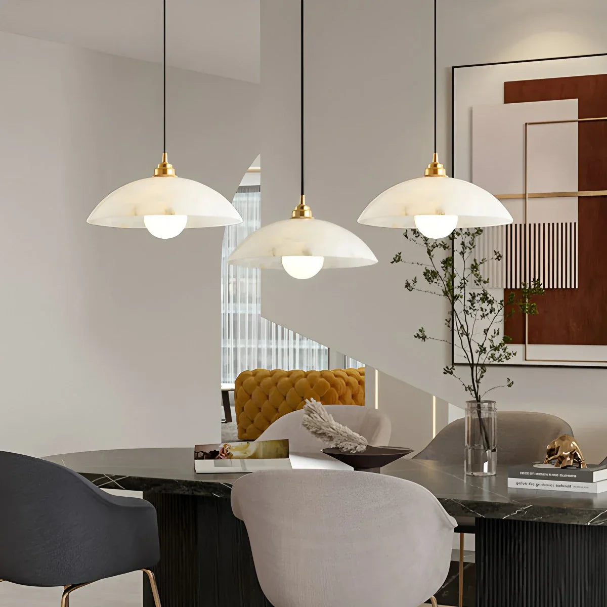 Lámpara colgante Dome Spanish Alabaster para comedor | Lersk