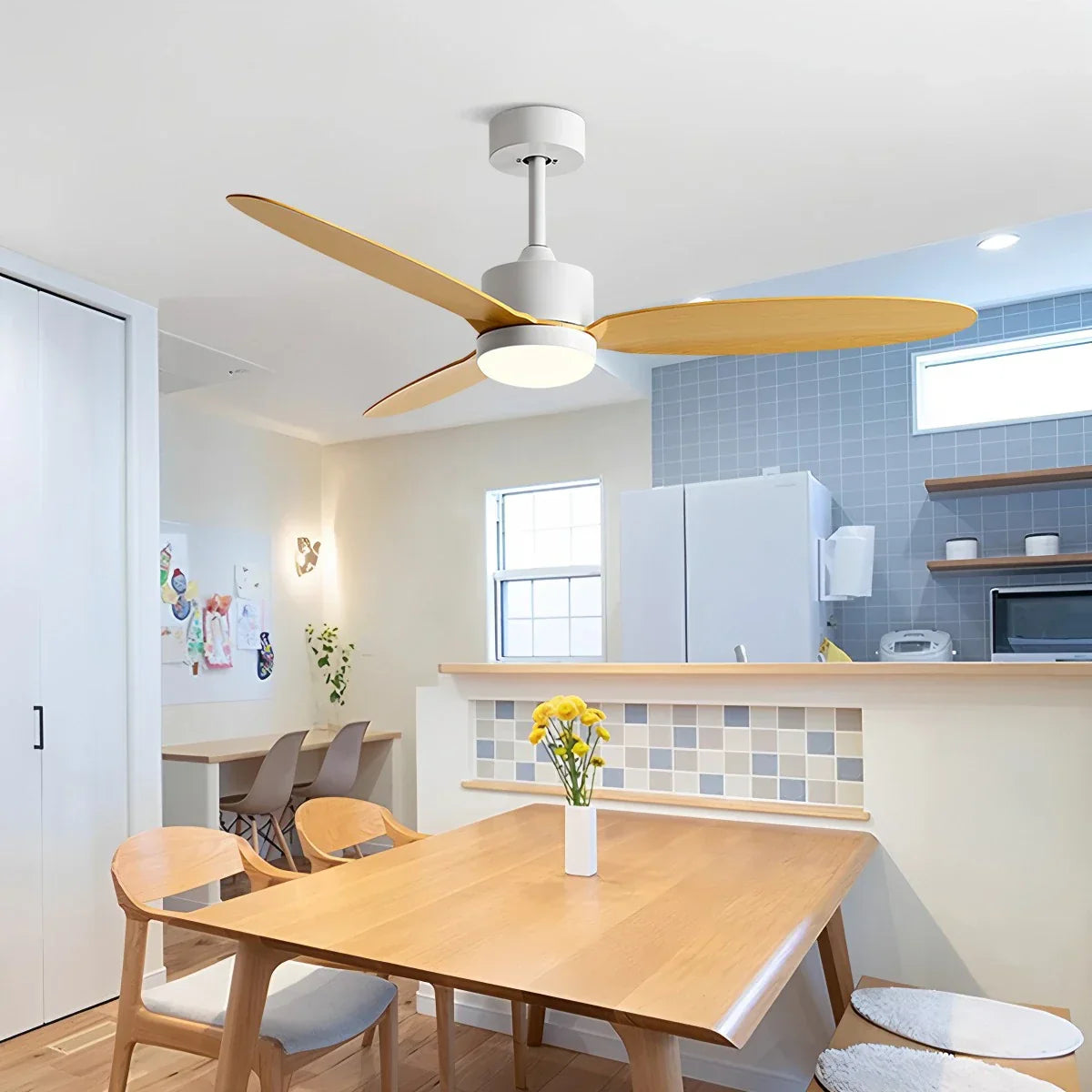 Ventilador de techo de 3 aspas con luz para dormitorio | Lersk