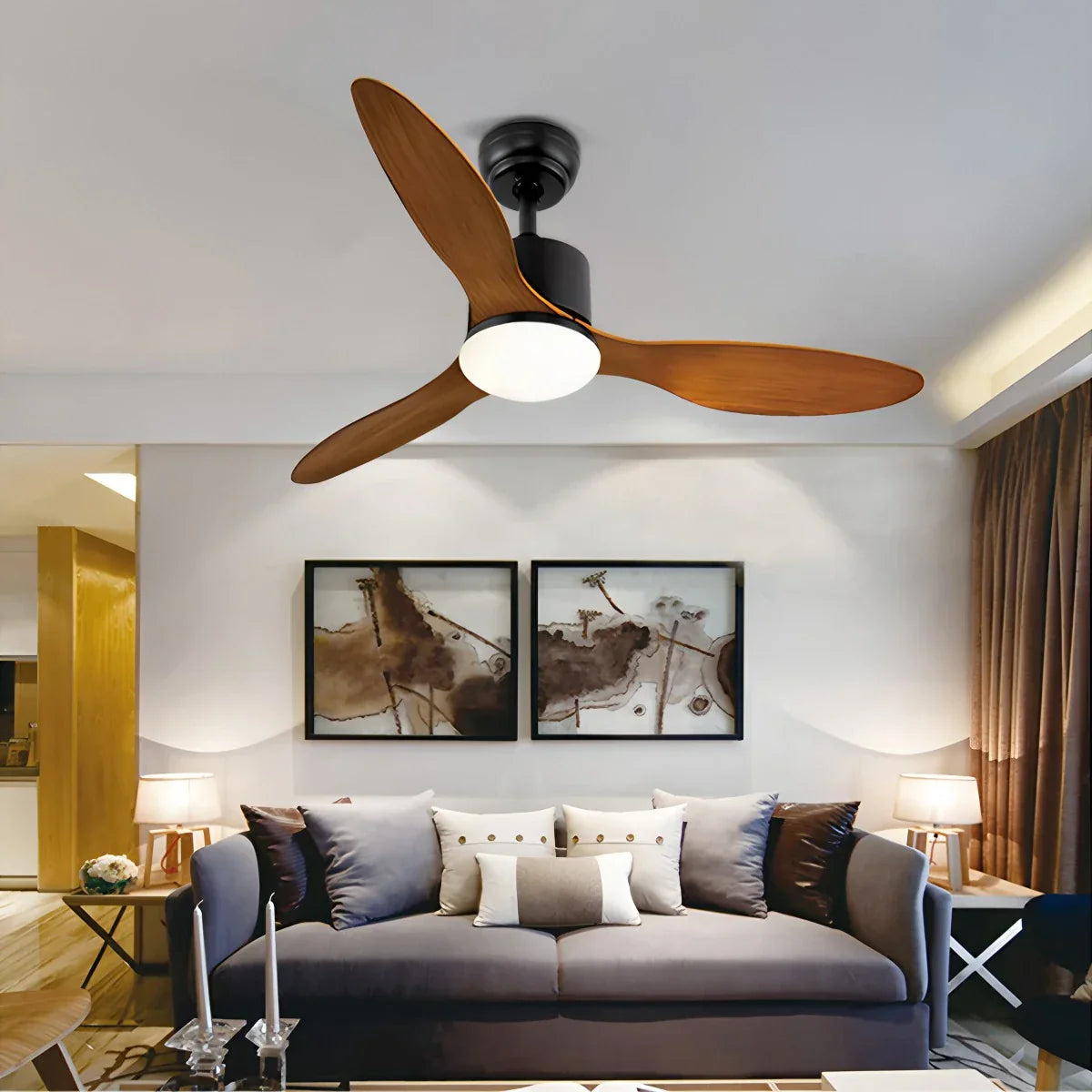 Ventilador de techo moderno de 3 aspas con luz | Lersk