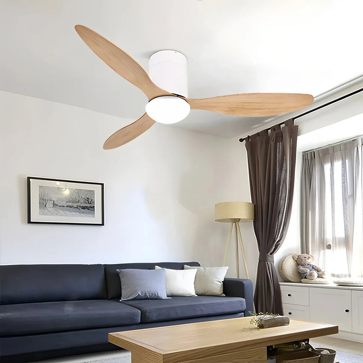 Ventilador de techo moderno de 3 aspas con luz | Lersk