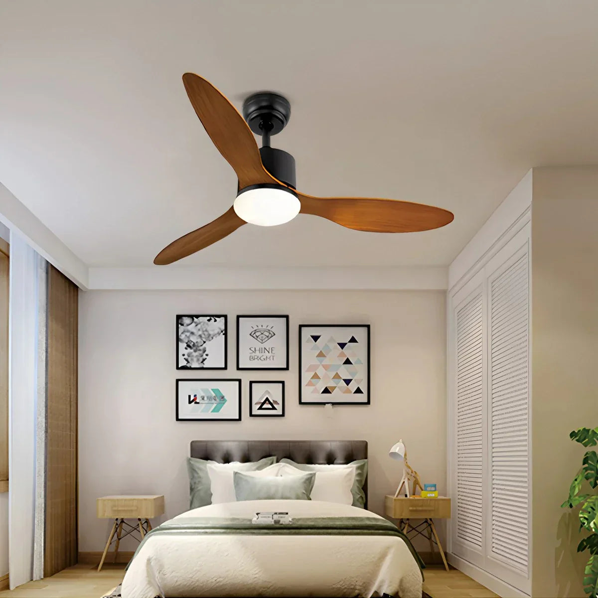 Ventilador de techo moderno de 3 aspas con luz | Lersk