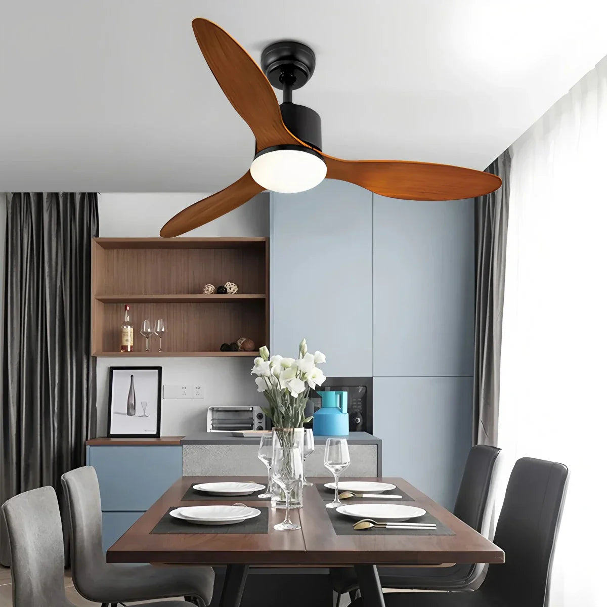 Ventilador de techo moderno de 3 aspas con luz | Lersk