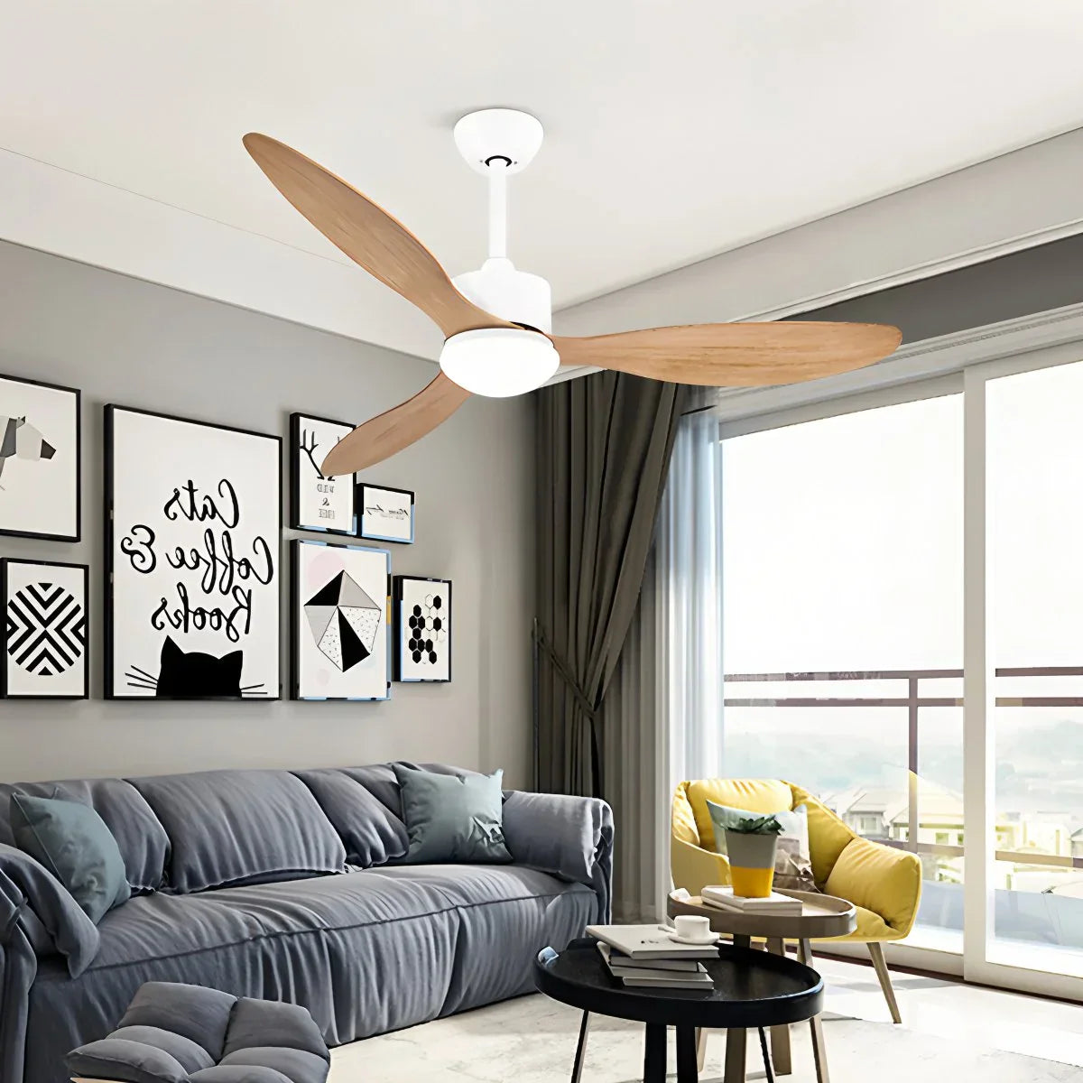 Ventilador de techo moderno de 3 aspas con luz | Lersk