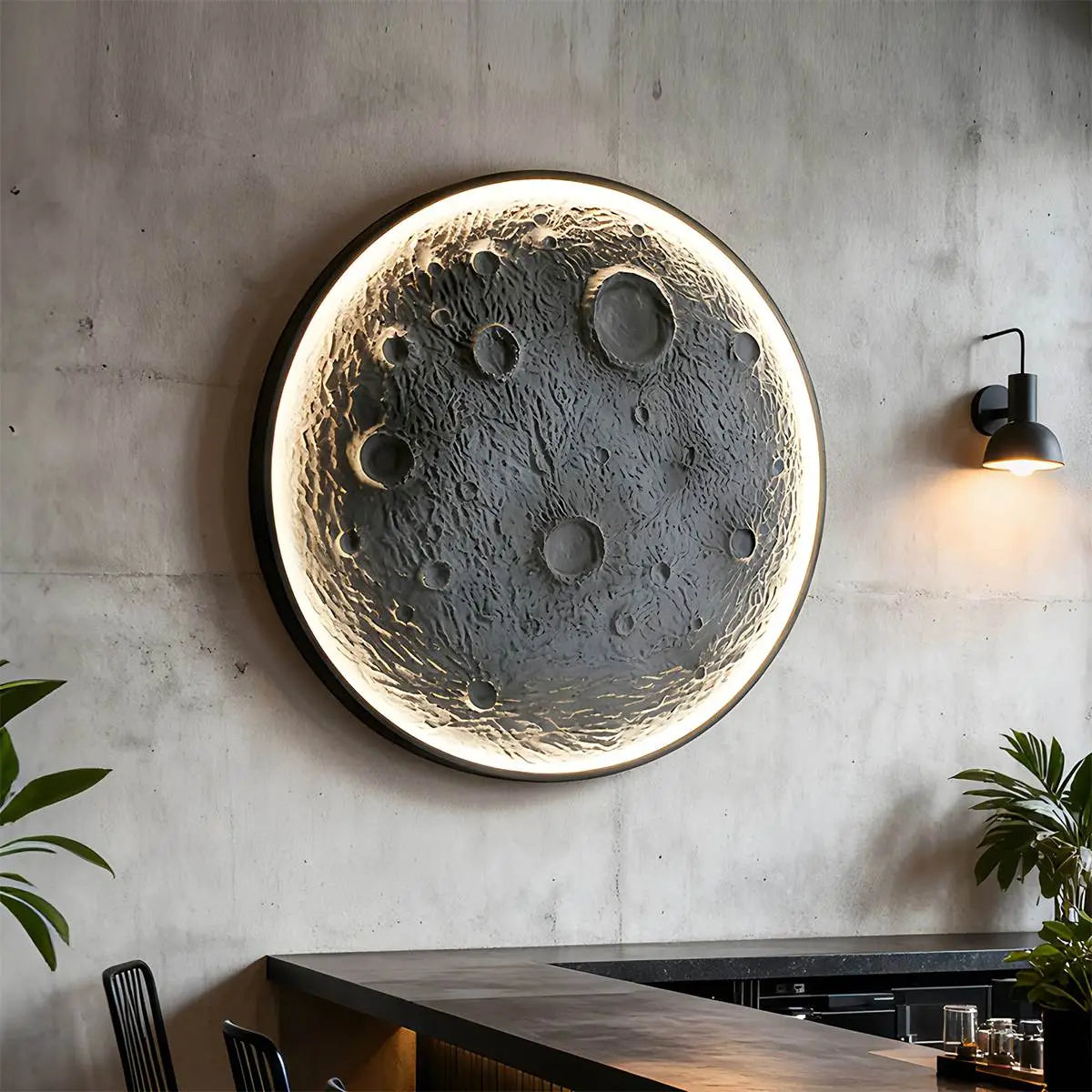 Lámpara de pared decorativa con relieve 3D de la luna | Lersk