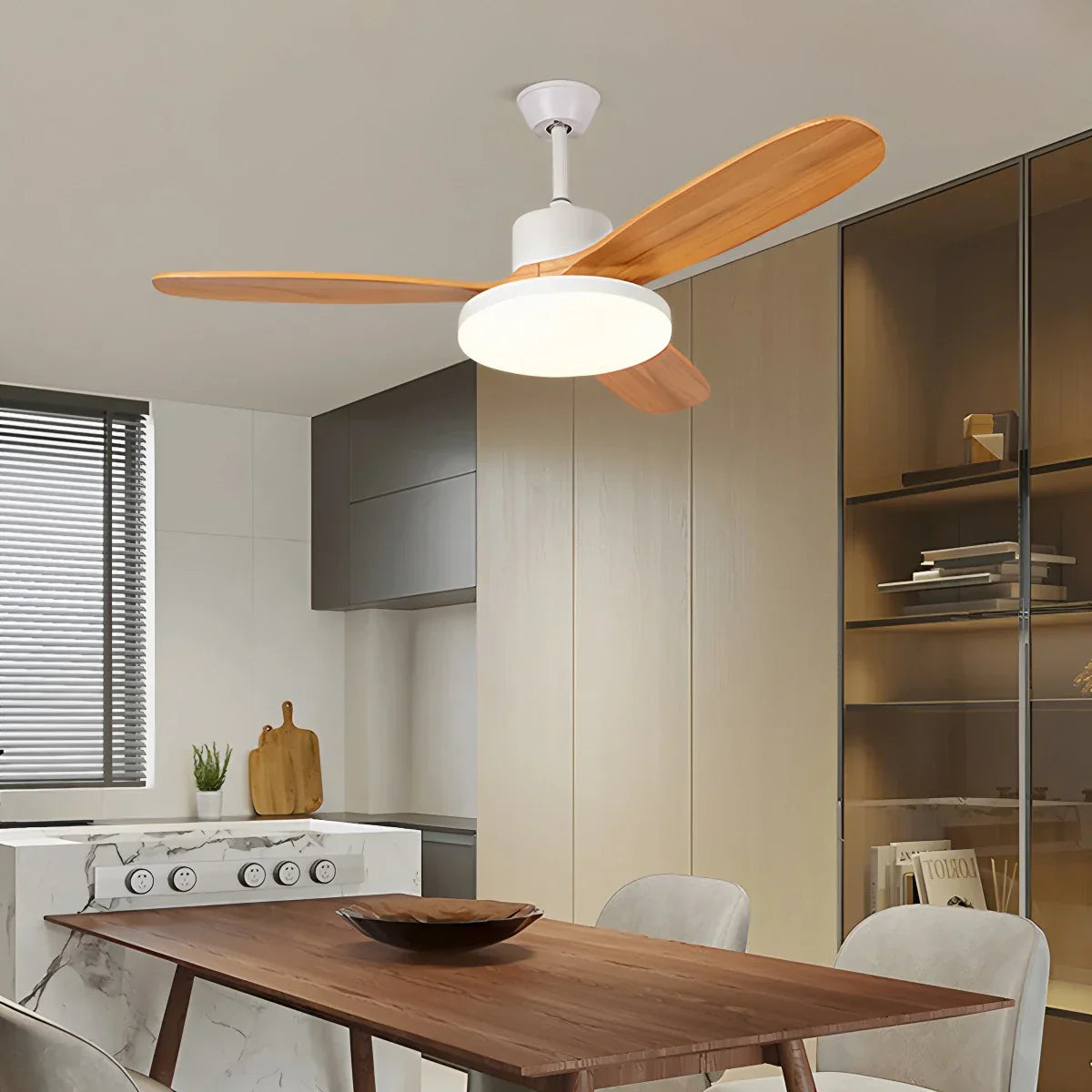 Ventilador de techo con luz y aspas de madera 3 | Lersk