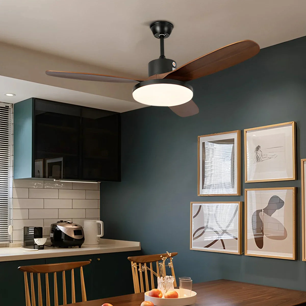Ventilador de techo con luz y aspas de madera 3 | Lersk