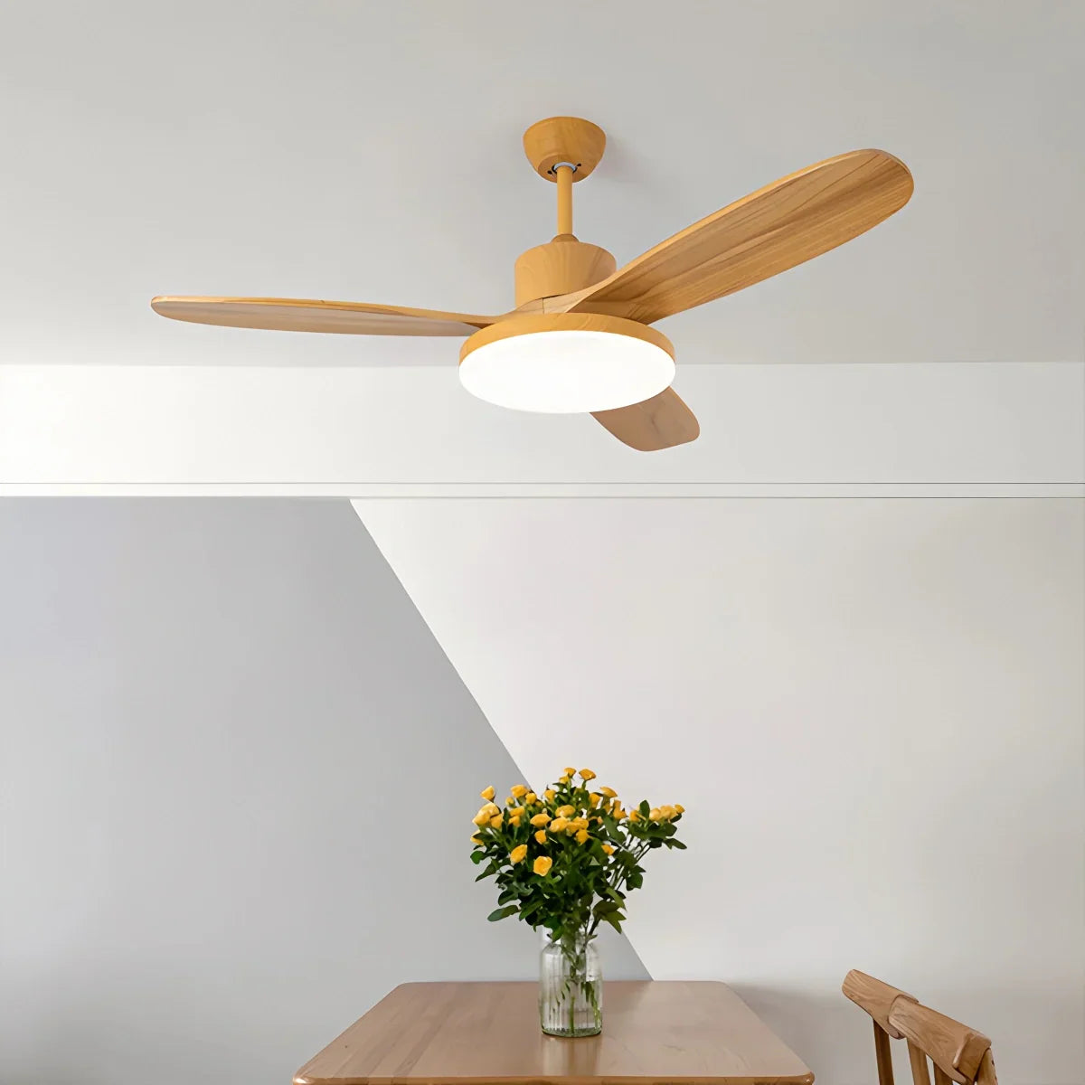 Ventilador de techo con luz y aspas de madera 3 | Lersk