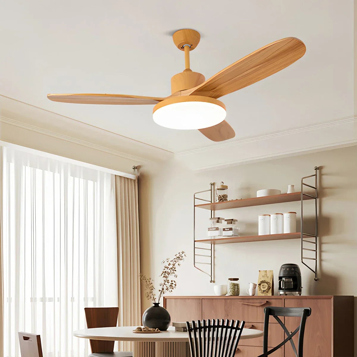 Ventilador de techo con luz y aspas de madera 3 | Lersk