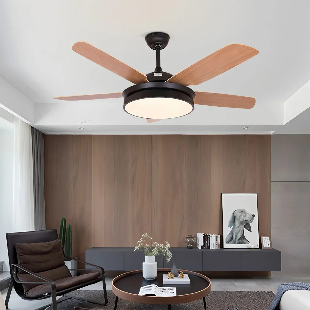 Ventilador de techo con luz y 5 aspas para sala de estar | Lersk