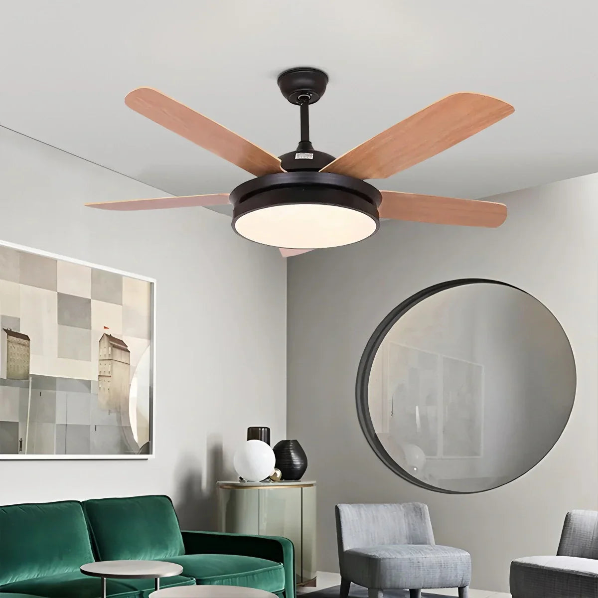 Ventilador de techo con luz y 5 aspas para sala de estar | Lersk