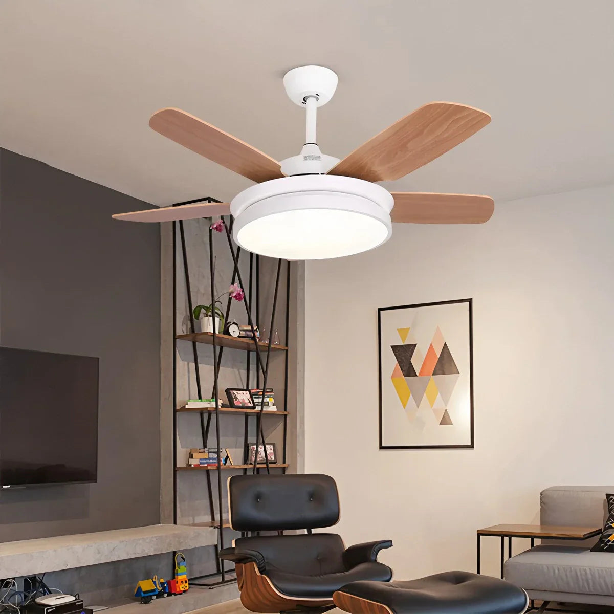 Ventilador de techo con luz y 5 aspas para sala de estar | Lersk