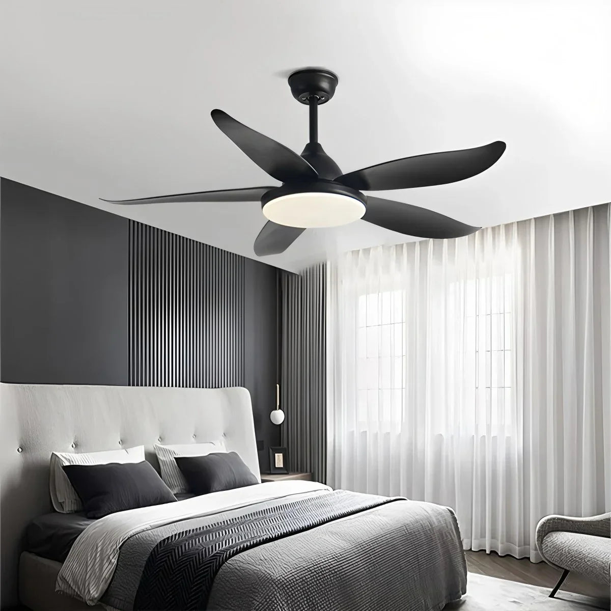 Ventilador de techo contemporáneo de 5 aspas con lámpara | Lersk