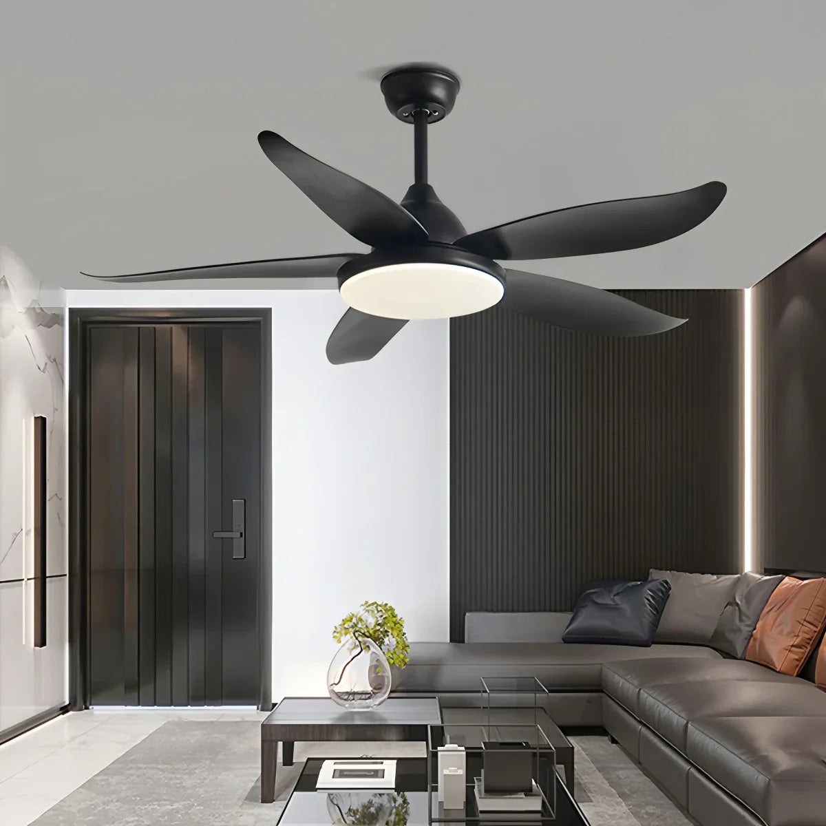 Ventilador de techo contemporáneo de 5 aspas con lámpara | Lersk