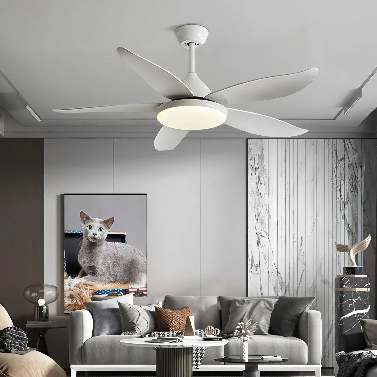 Ventilador de techo contemporáneo de 5 aspas con lámpara | Lersk