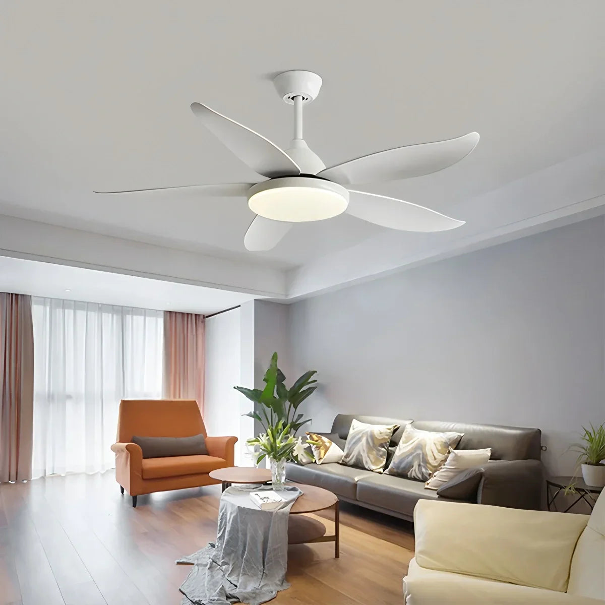 Ventilador de techo contemporáneo de 5 aspas con lámpara | Lersk