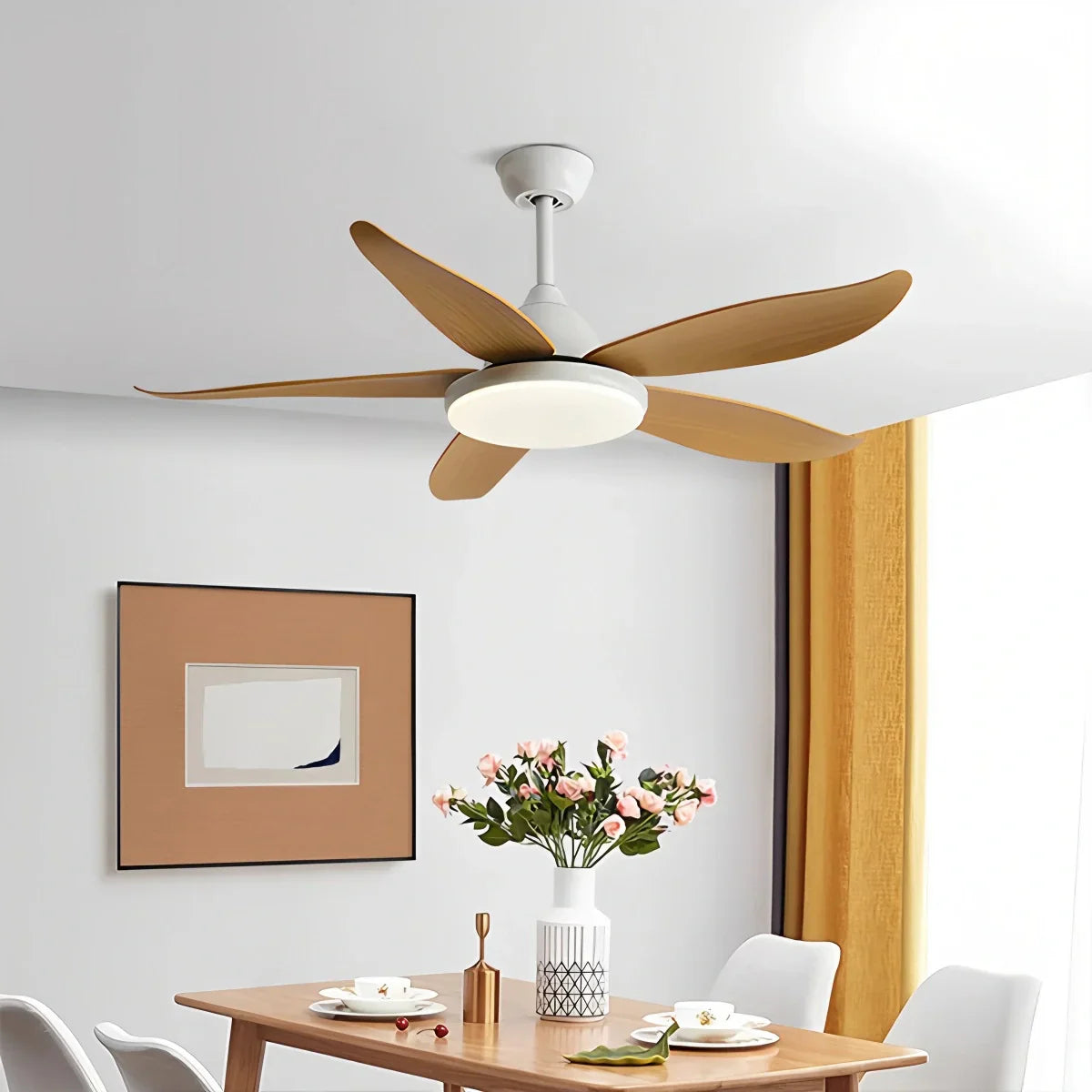 Ventilador de techo contemporáneo de 5 aspas con lámpara | Lersk