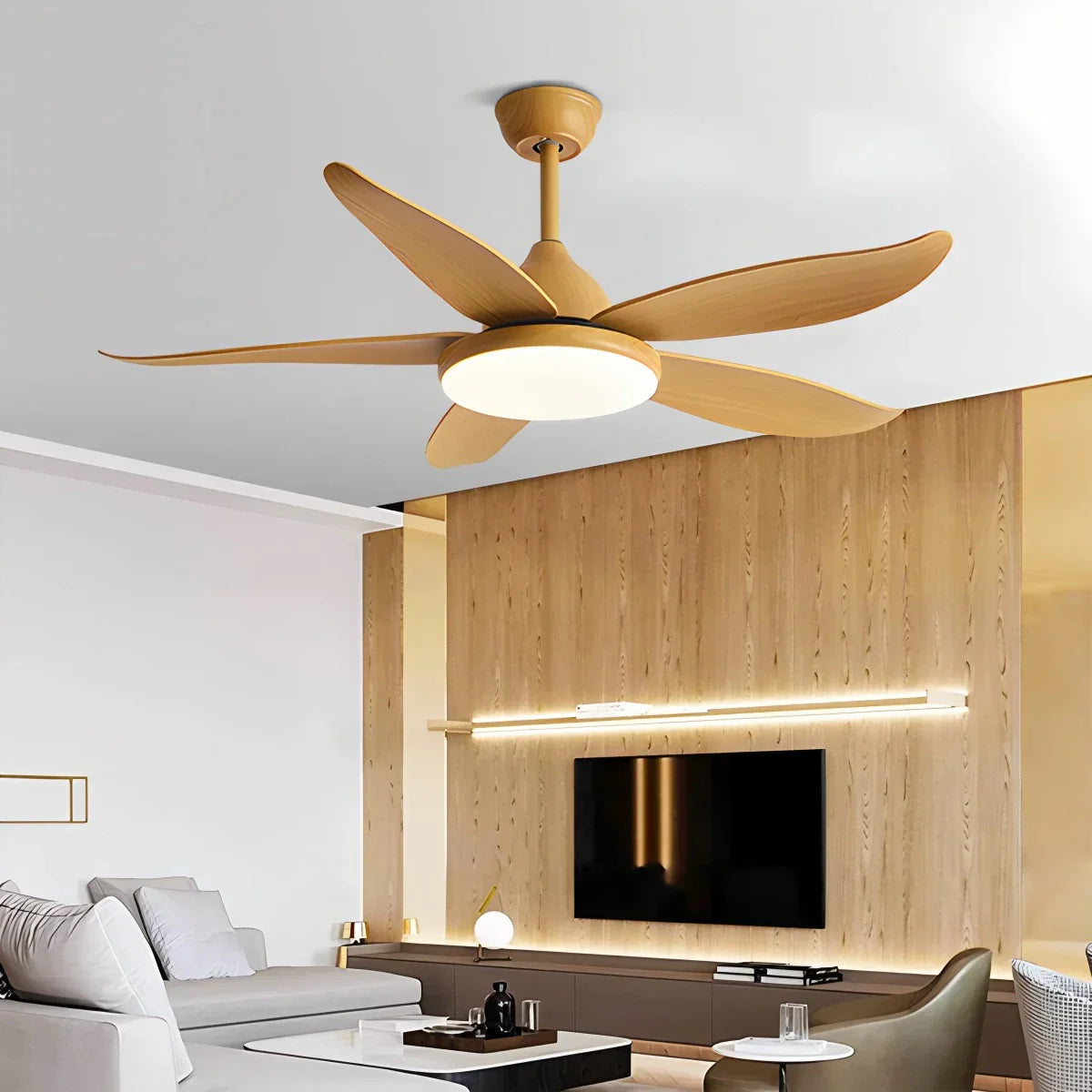 Ventilador de techo contemporáneo de 5 aspas con lámpara | Lersk