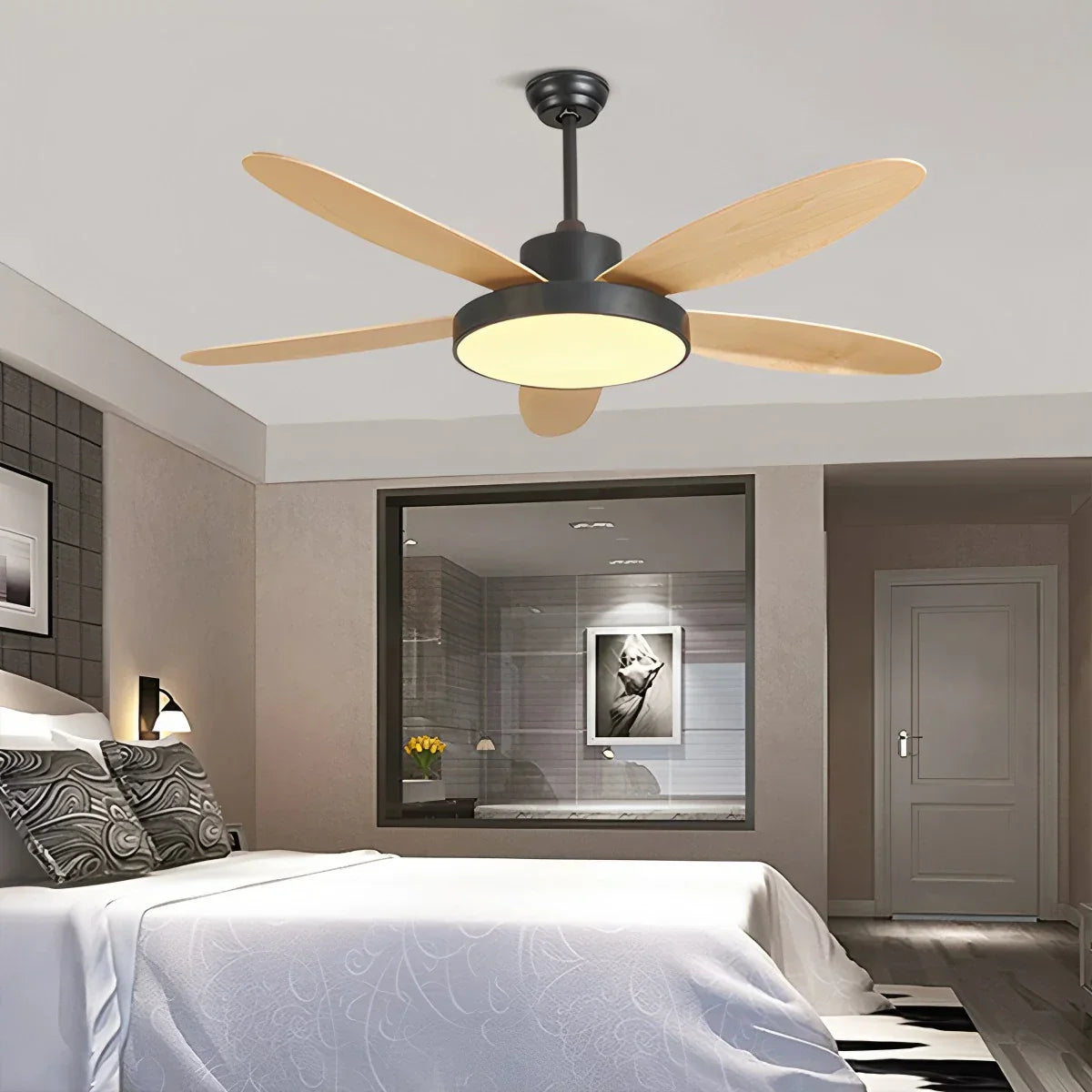 Ventilador de techo moderno de 5 aspas con lámpara para sala de estar | Lersk