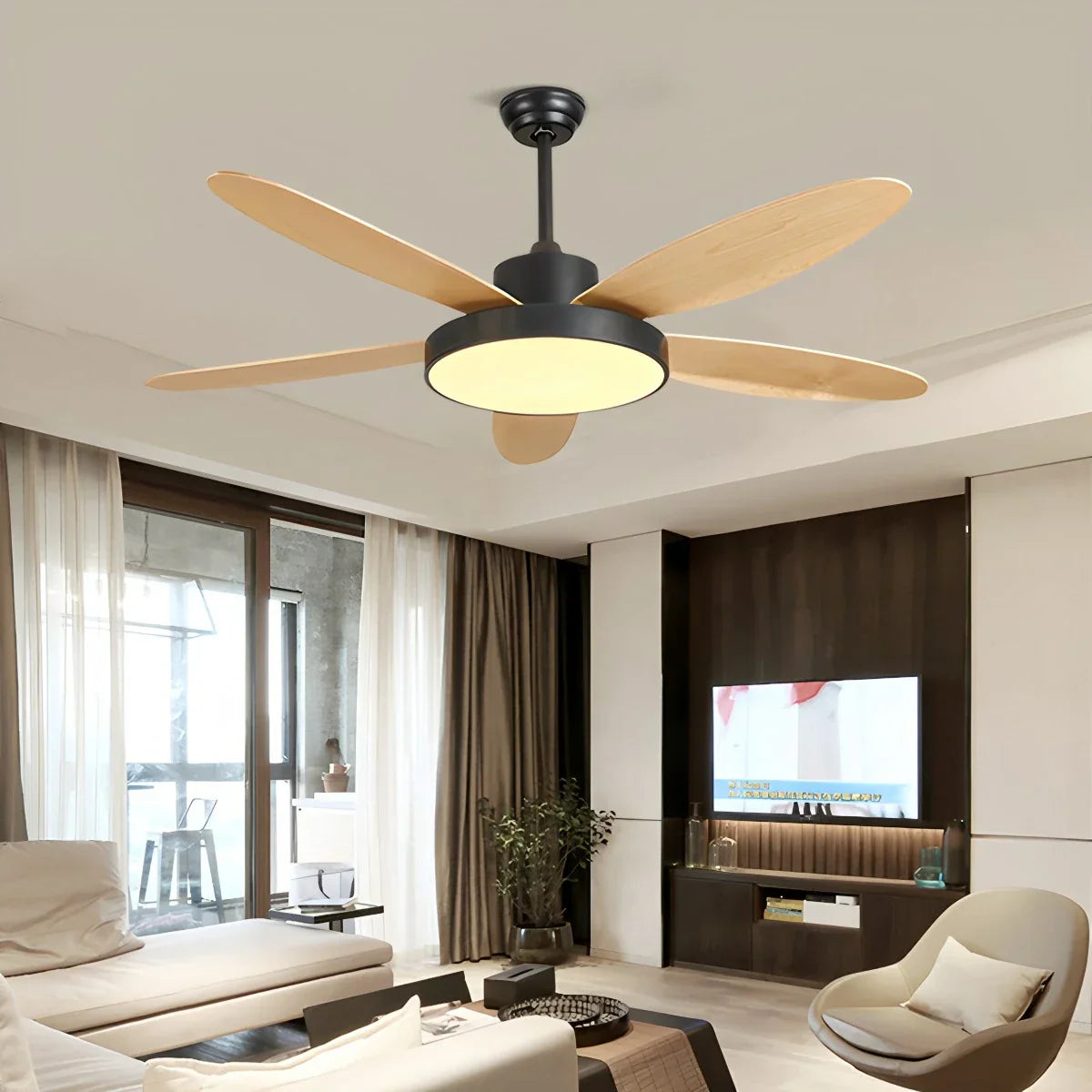 Ventilador de techo moderno de 5 aspas con lámpara para sala de estar | Lersk