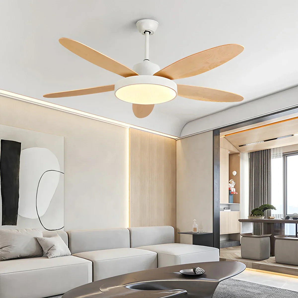 Ventilador de techo moderno de 5 aspas con lámpara para sala de estar | Lersk