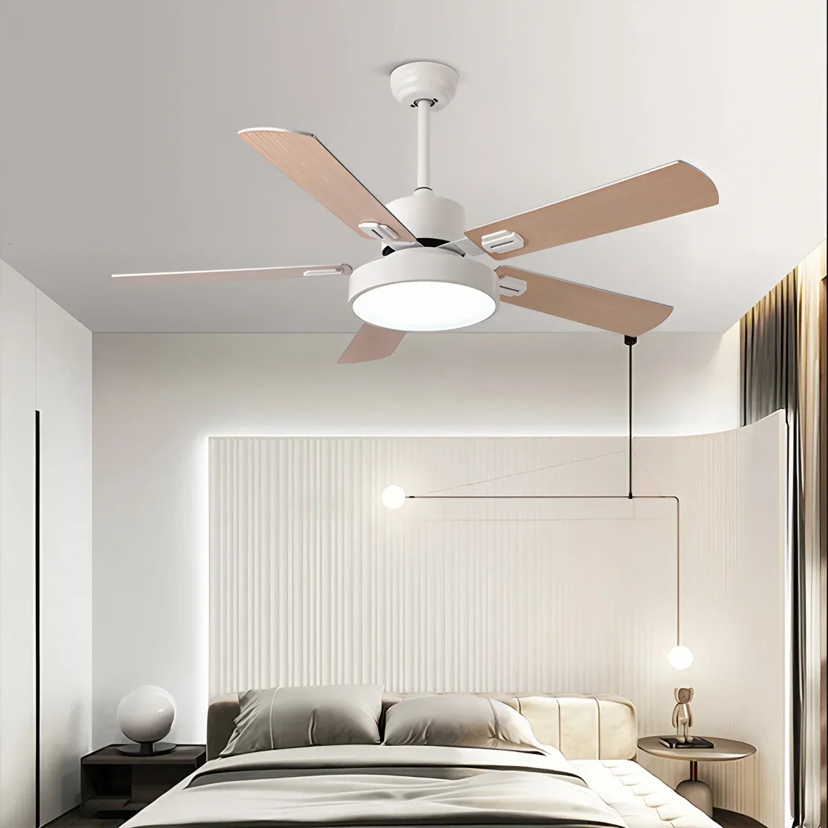 Ventilador de techo vintage de 5 aspas con luz para sala de estar | Lersk