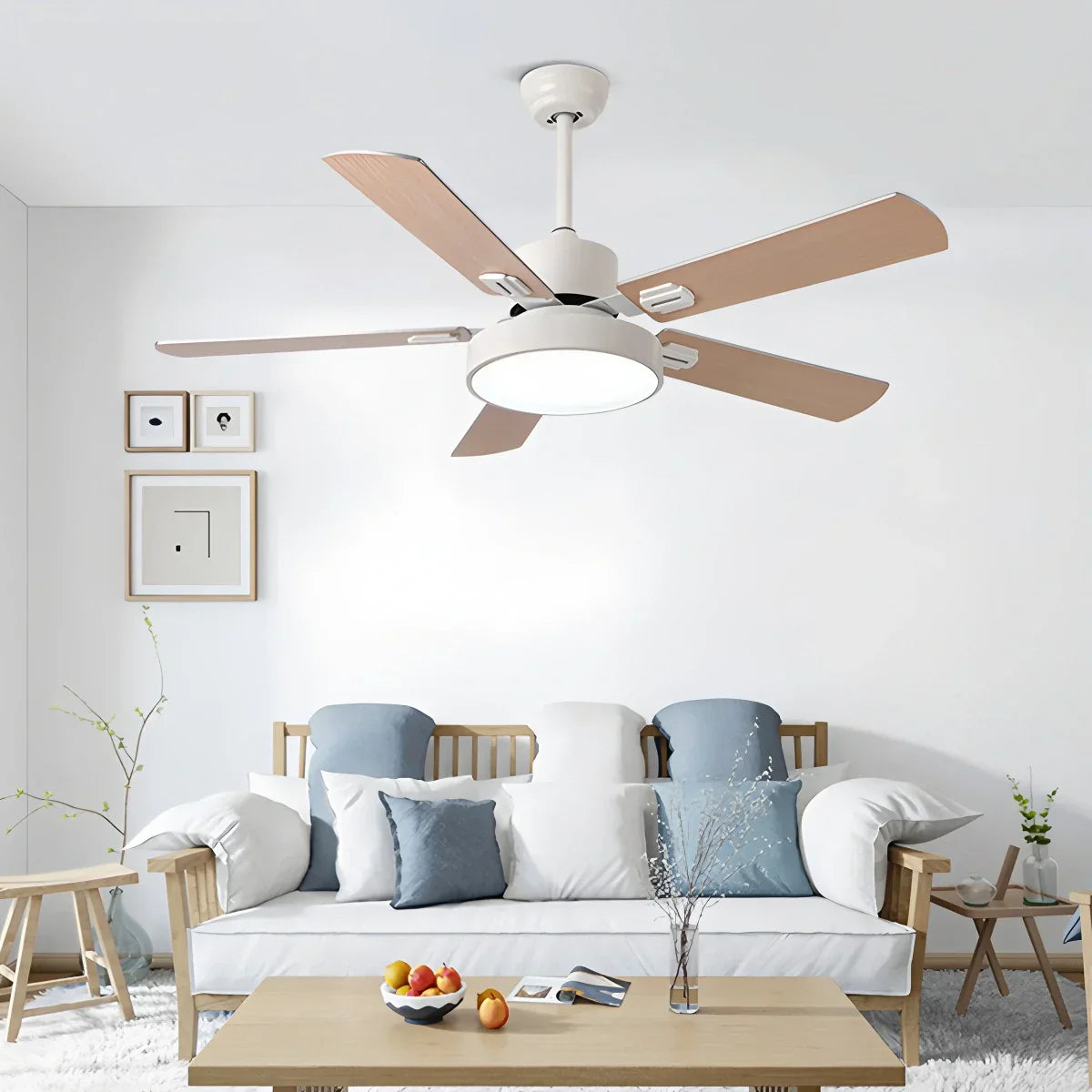 Ventilador de techo vintage de 5 aspas con luz para sala de estar | Lersk