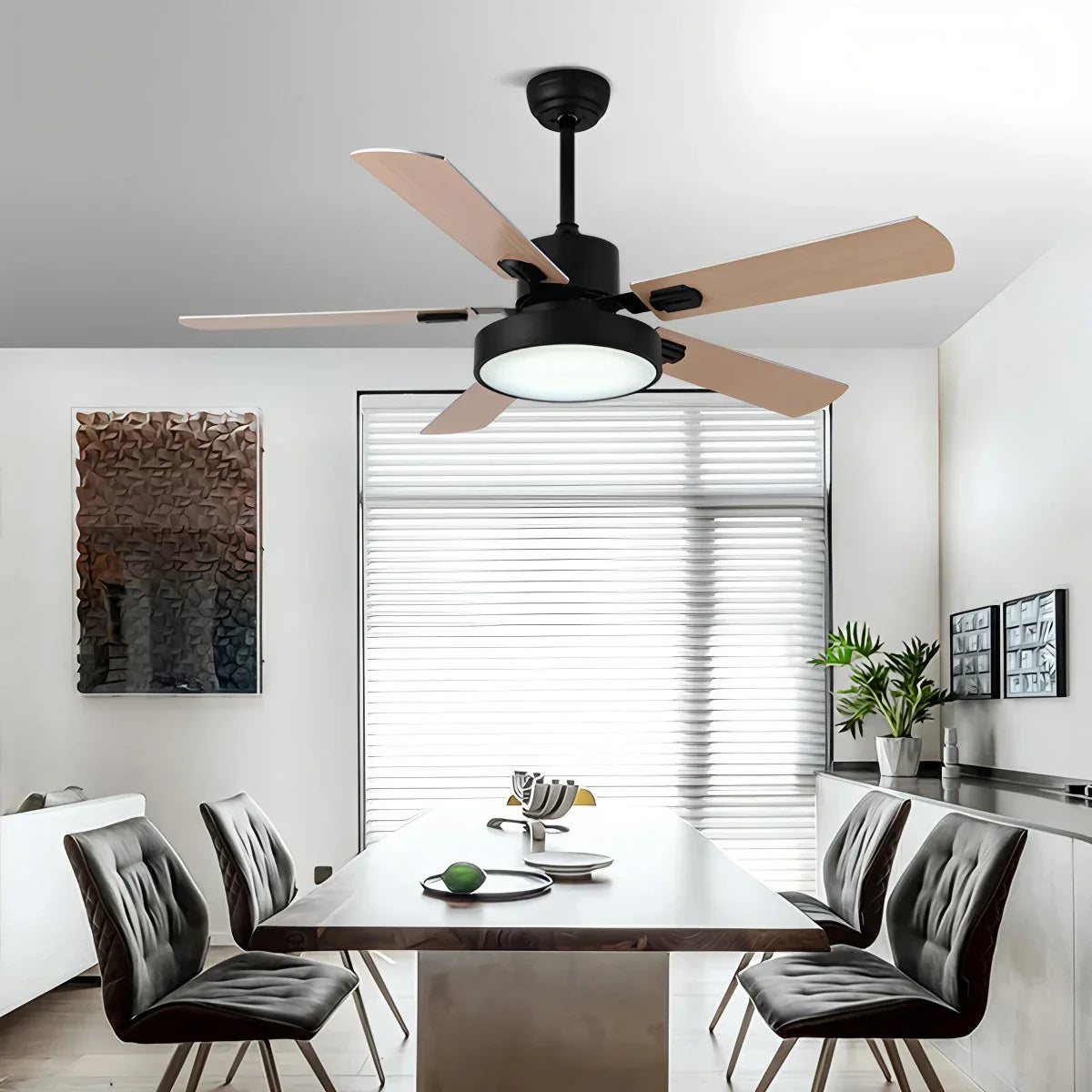 Ventilador de techo vintage de 5 aspas con luz para sala de estar | Lersk