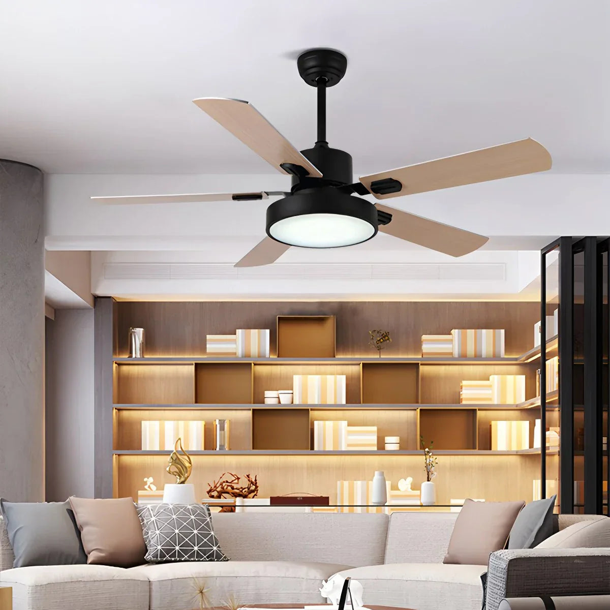 Ventilador de techo vintage de 5 aspas con luz para sala de estar | Lersk