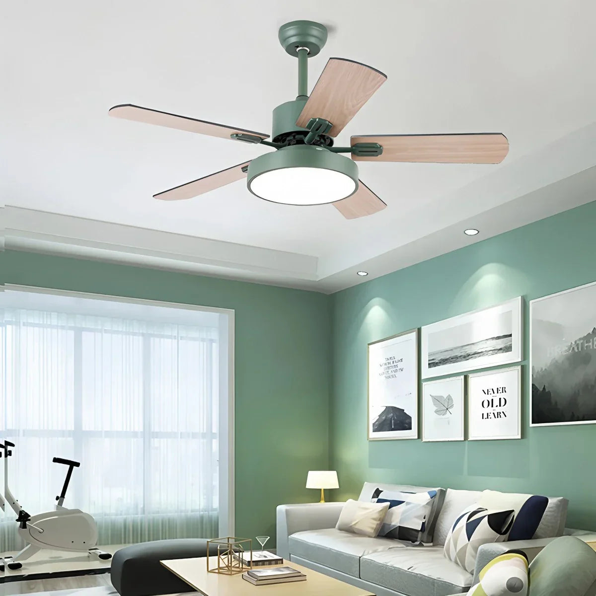 Ventilador de techo vintage de 5 aspas con luz para sala de estar | Lersk