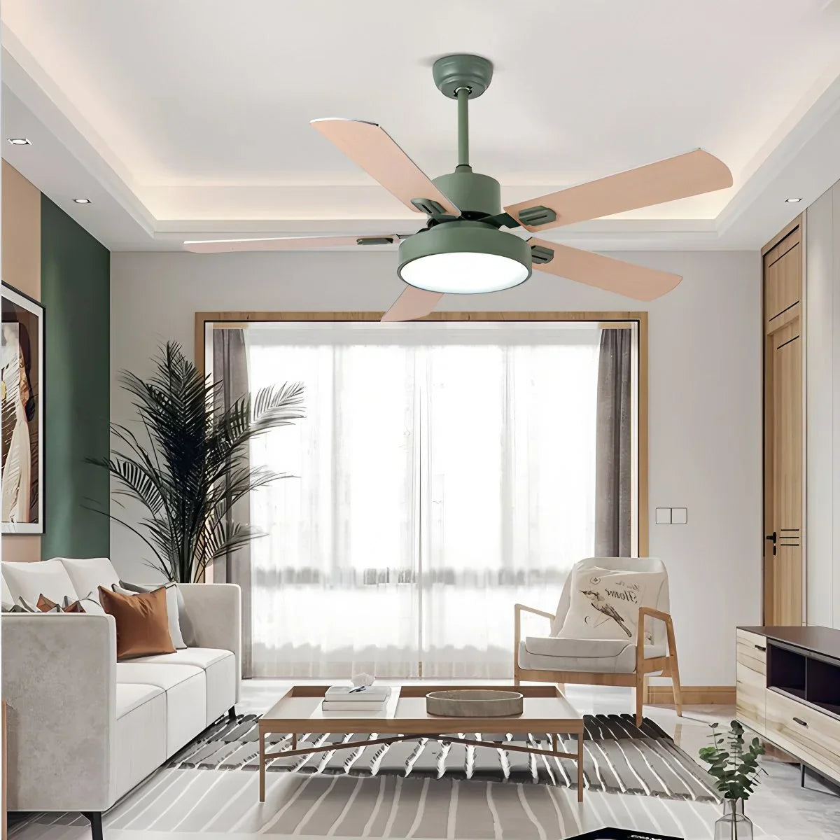 Ventilador de techo vintage de 5 aspas con luz para sala de estar | Lersk