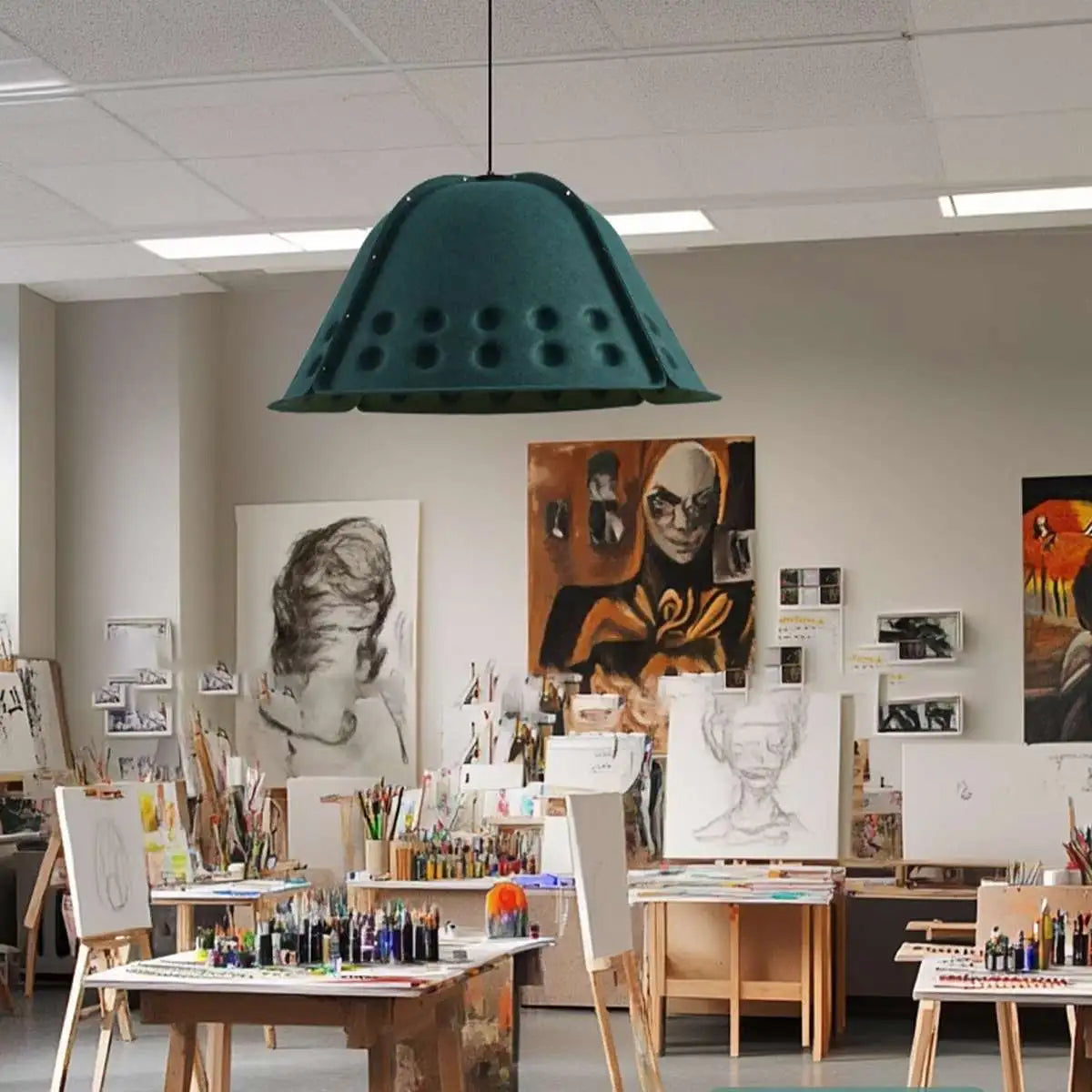 Clock Shaped Hot Pressed Acoustic Pendant Light | Lersk