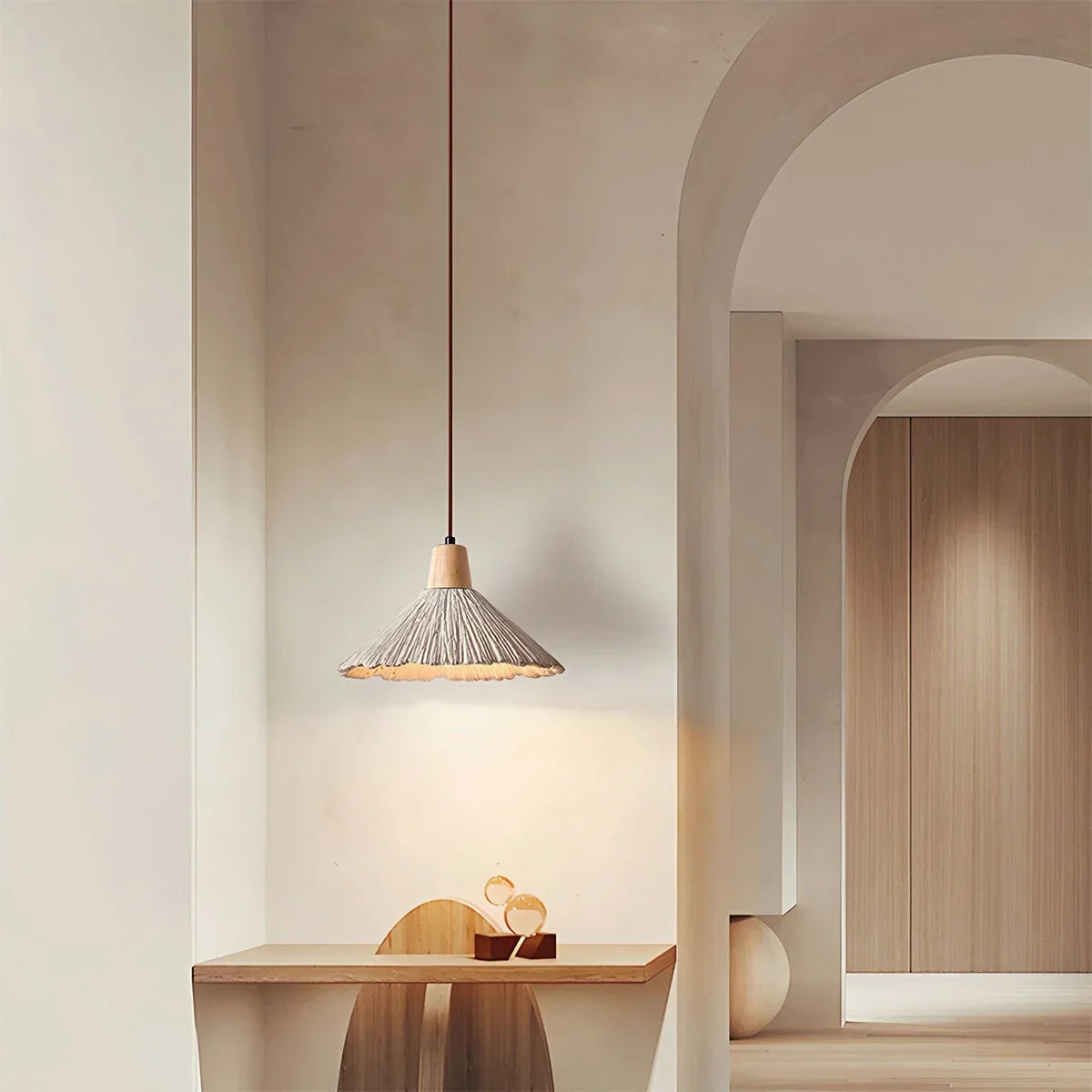 Concrete Pleated Pendant Lamp for Bedroom | Lersk