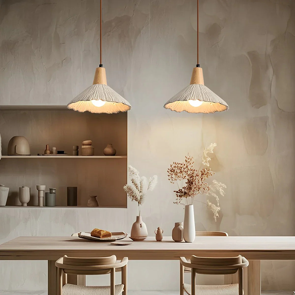 Concrete Pleated Pendant Lamp for Bedroom | Lersk