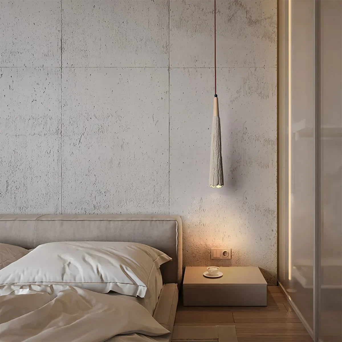 Concrete Pleated Pendant Lamp for Bedroom | Lersk