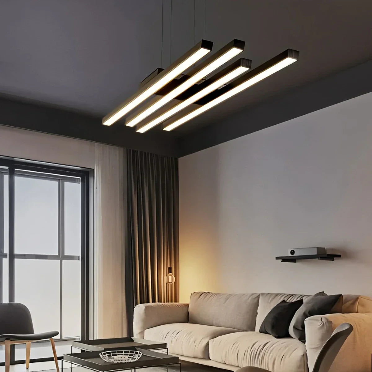 Lámpara colgante lineal de barra múltiple con LED | Lersk
