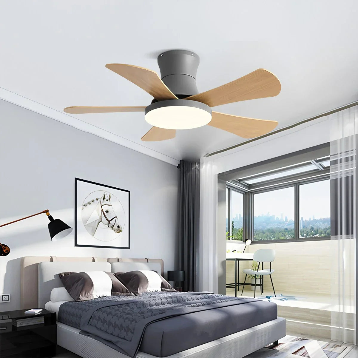 Stropní ventilátor s nízkým profilem Scandi s osvětlením | Lersk
