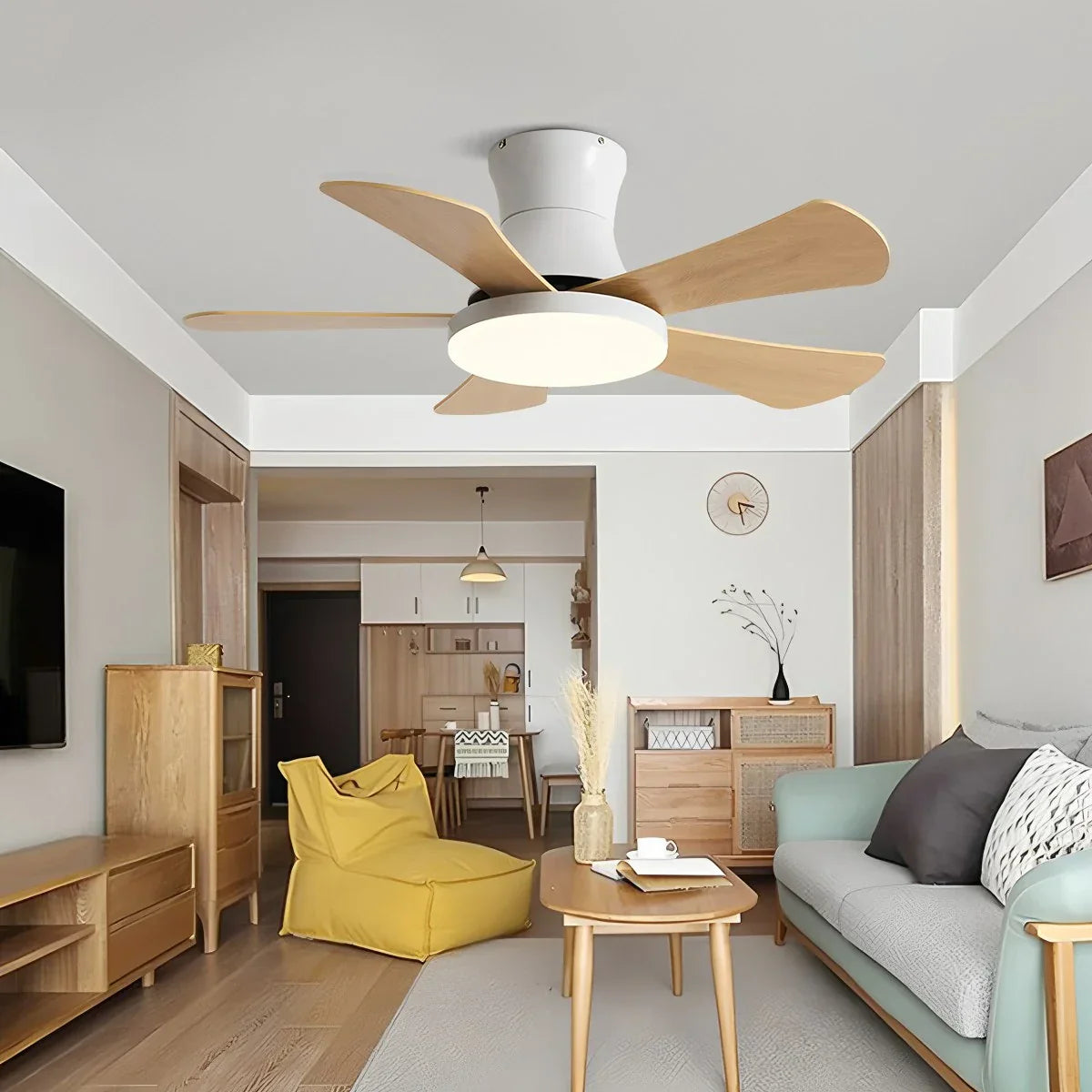 Stropní ventilátor s nízkým profilem Scandi s osvětlením | Lersk