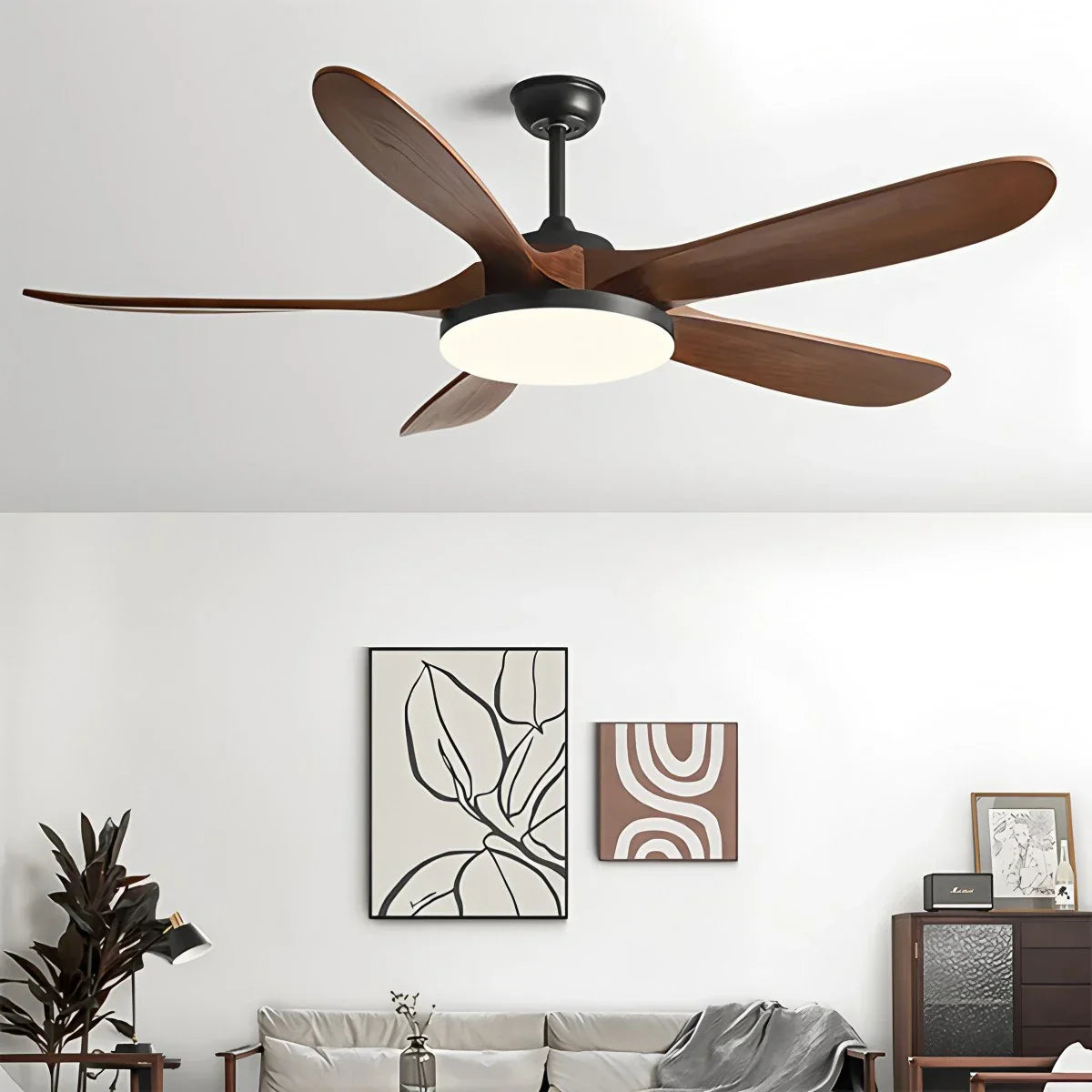Ventilador de techo de madera de 5 hojas con luz | Lersk