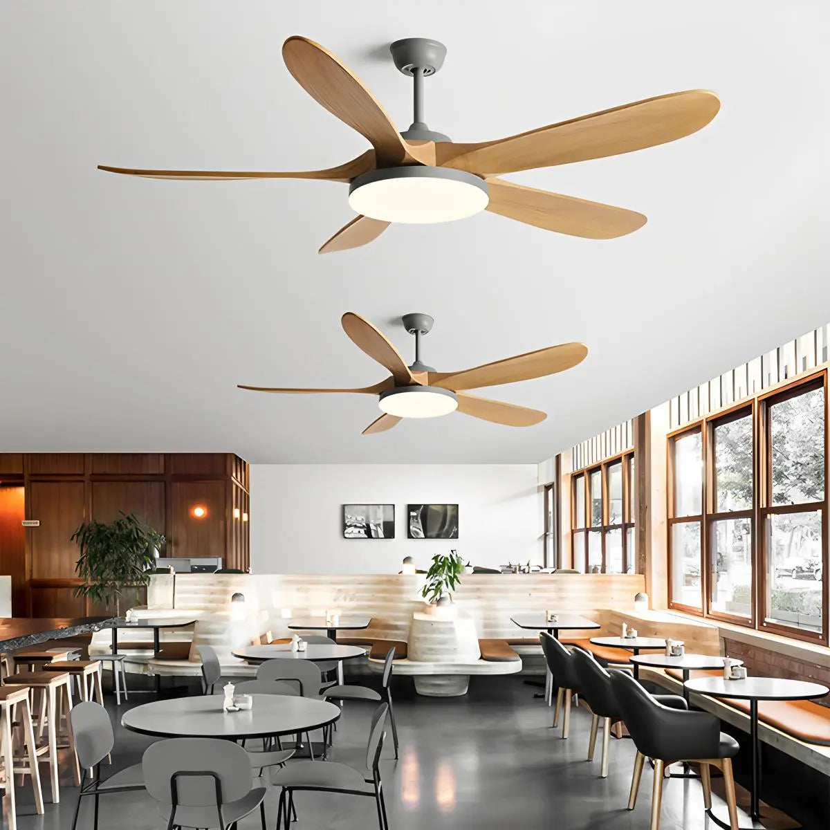 Ventilador de techo de madera de 5 hojas con luz | Lersk