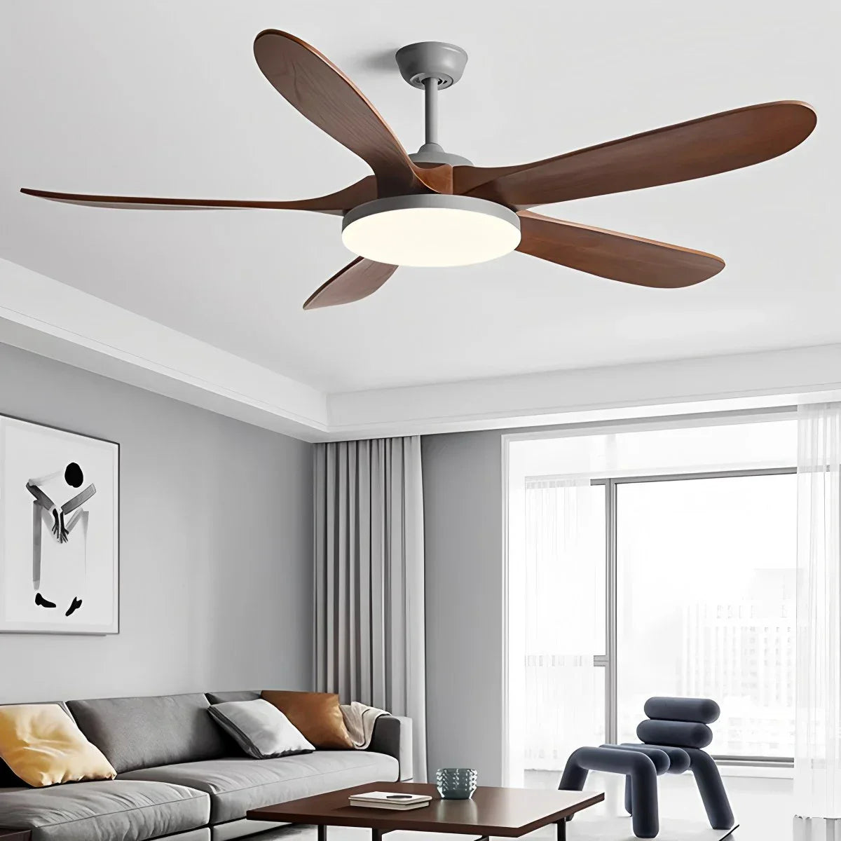 Ventilador de techo de madera de 5 hojas con luz | Lersk